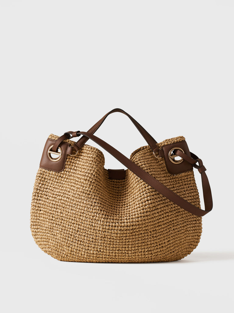 Borsa a spalla di  Tessuto effetto Paglia - LONDON BORSA SHOPPING LARGE - Borbonese