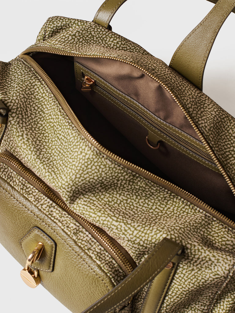 Op Recyled fabric and Leather Shoulder bag - POCHE BOWLER BAG MEDIUM - Borbonese