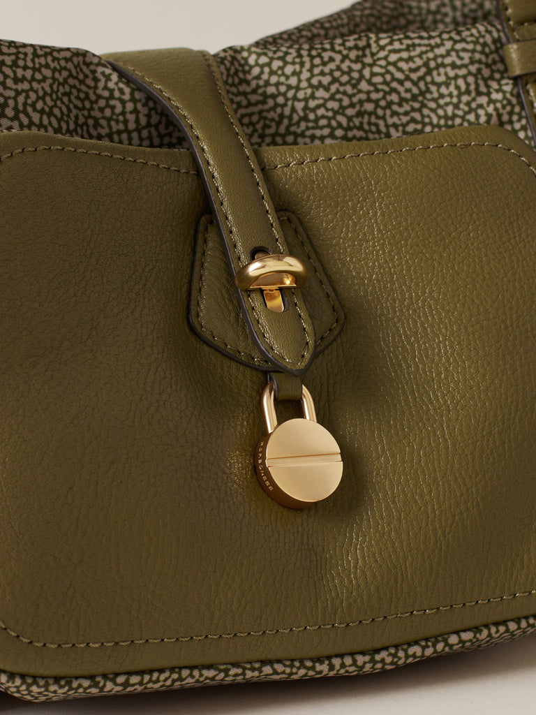 Op Recyled fabric and Leather Shoulder bag - POCHE BOWLER BAG MEDIUM - Borbonese