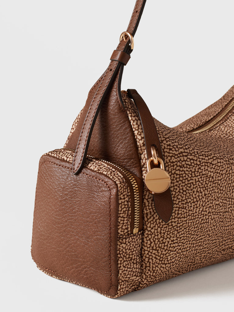 Op Recyled fabric and Leather Shoulder bag - POCHE HOBO BAG MEDIUM - Borbonese