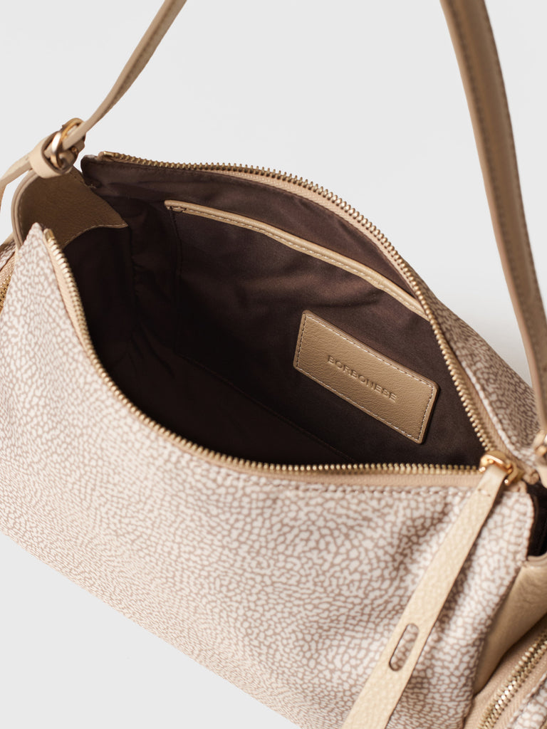 Op Recyled fabric and Leather Shoulder bag - POCHE HOBO BAG MEDIUM - Borbonese