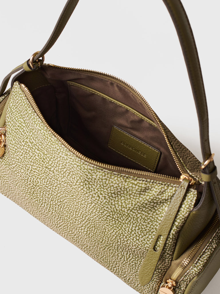 Op Recyled fabric and Leather Shoulder bag - POCHE HOBO BAG MEDIUM - Borbonese