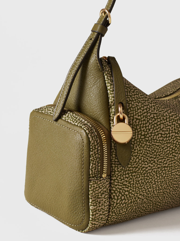 Op Recyled fabric and Leather Shoulder bag - POCHE HOBO BAG MEDIUM - Borbonese