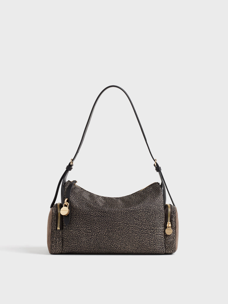 Borsa a spalla in tessuto Op e Pelle - POCHE BORSA HOBO MEDIUM - Borbonese