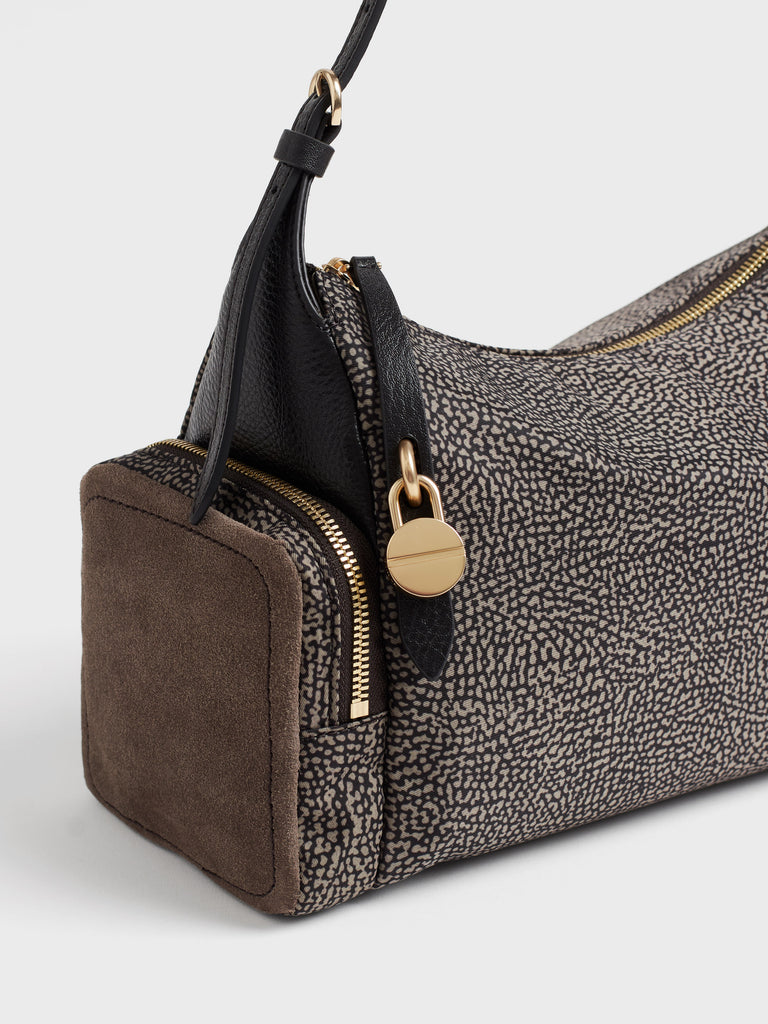 Borsa a spalla in tessuto Op e Pelle - POCHE BORSA HOBO MEDIUM - Borbonese