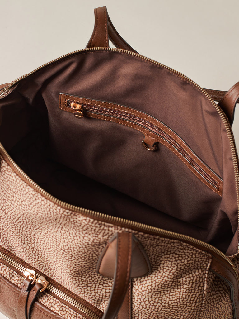 Borsa a spalla in Tessuto ricicalto Op e Pelle - POCHE BORSA SHOPPING MEDIUM - Borbonese