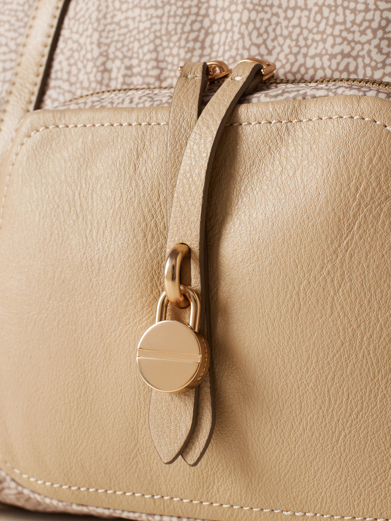 Borsa a spalla in Tessuto ricicalto Op e Pelle - POCHE BORSA SHOPPING MEDIUM - Borbonese