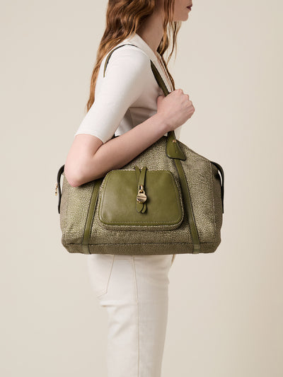 POCHE BORSA SHOPPING MEDIUM - The Khaki Edit - Borbonese