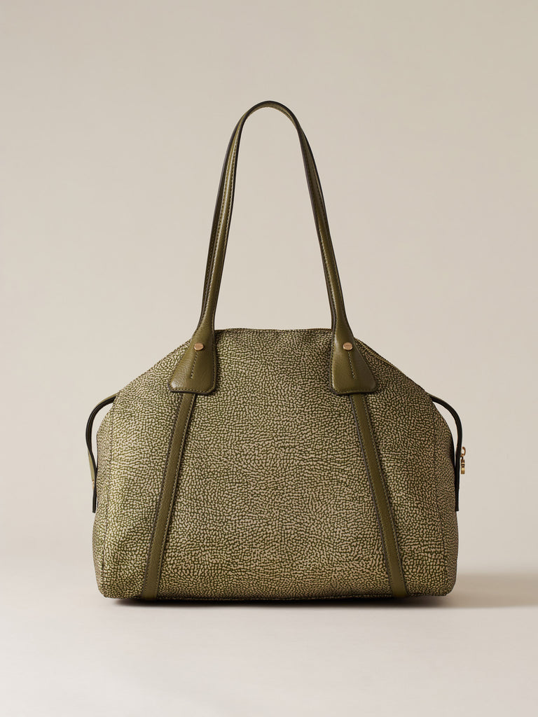 Borsa a spalla in Tessuto ricicalto Op e Pelle - POCHE BORSA SHOPPING MEDIUM - Borbonese