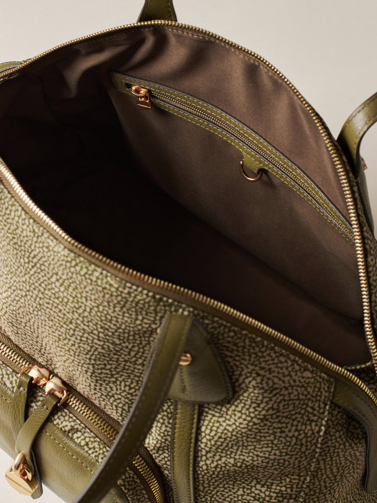 Borsa a spalla in Tessuto ricicalto Op e Pelle - POCHE BORSA SHOPPING MEDIUM - Borbonese