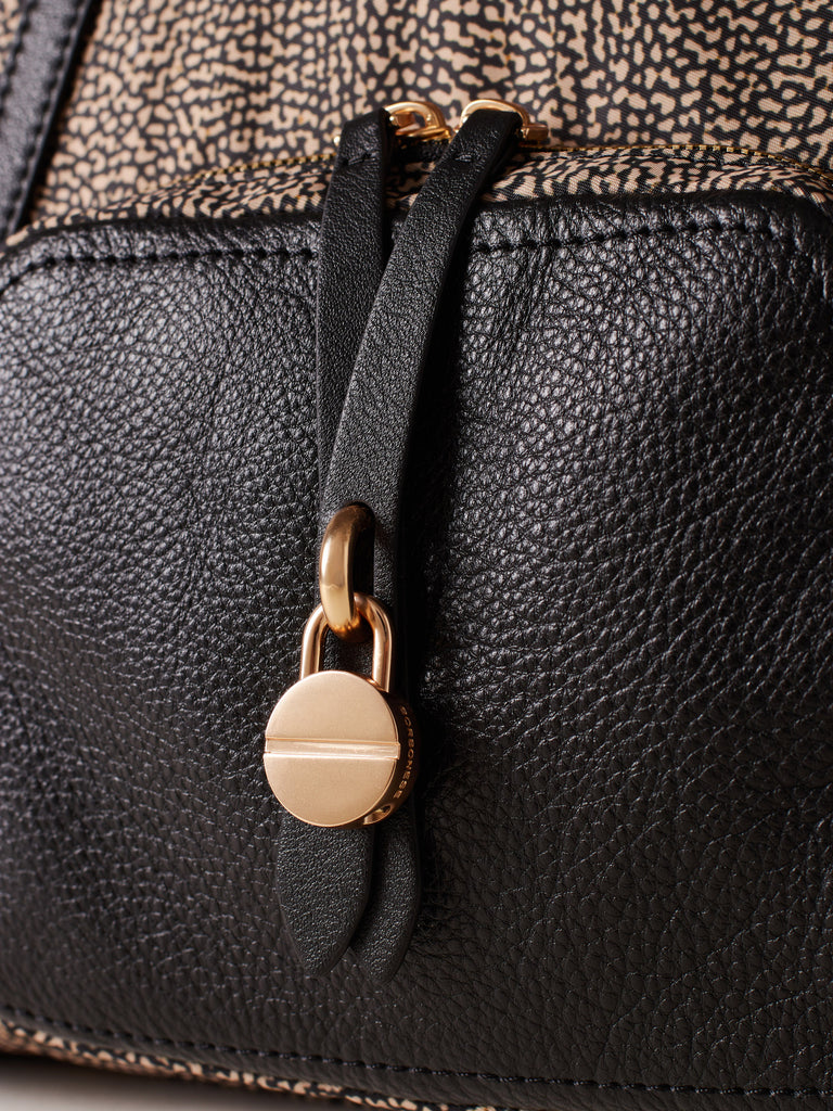 Op Recyled fabric and Leather Shoulder bag - POCHE SHOPPING BAG MEDIUM - Borbonese