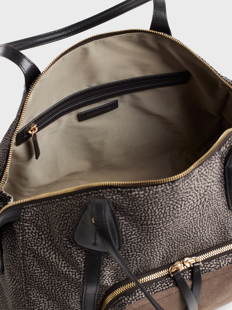 Borsa a spalla in tessuto Op e Pelle - POCHE BORSA SHOPPING MEDIUM - Borbonese