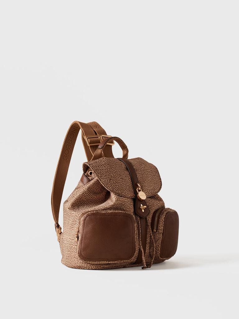 Backpack in Op fabric and leather - POCHE BACKPACK MEDIUM - Borbonese