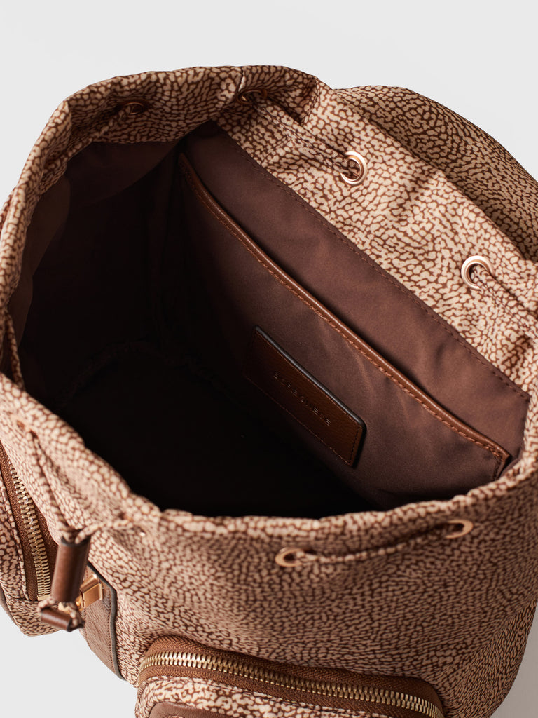 Op Recycled Fabric and Leather Backpack - POCHE BACKPACK MEDIUM - Borbonese