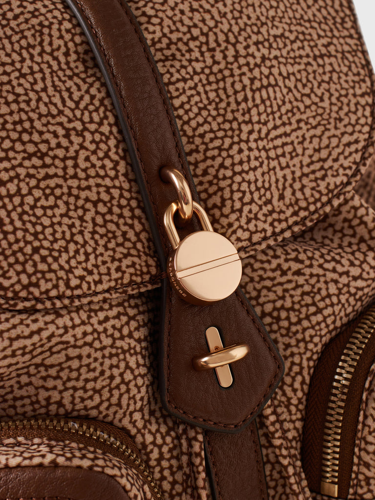 Op Recycled Fabric and Leather Backpack - POCHE BACKPACK MEDIUM - Borbonese