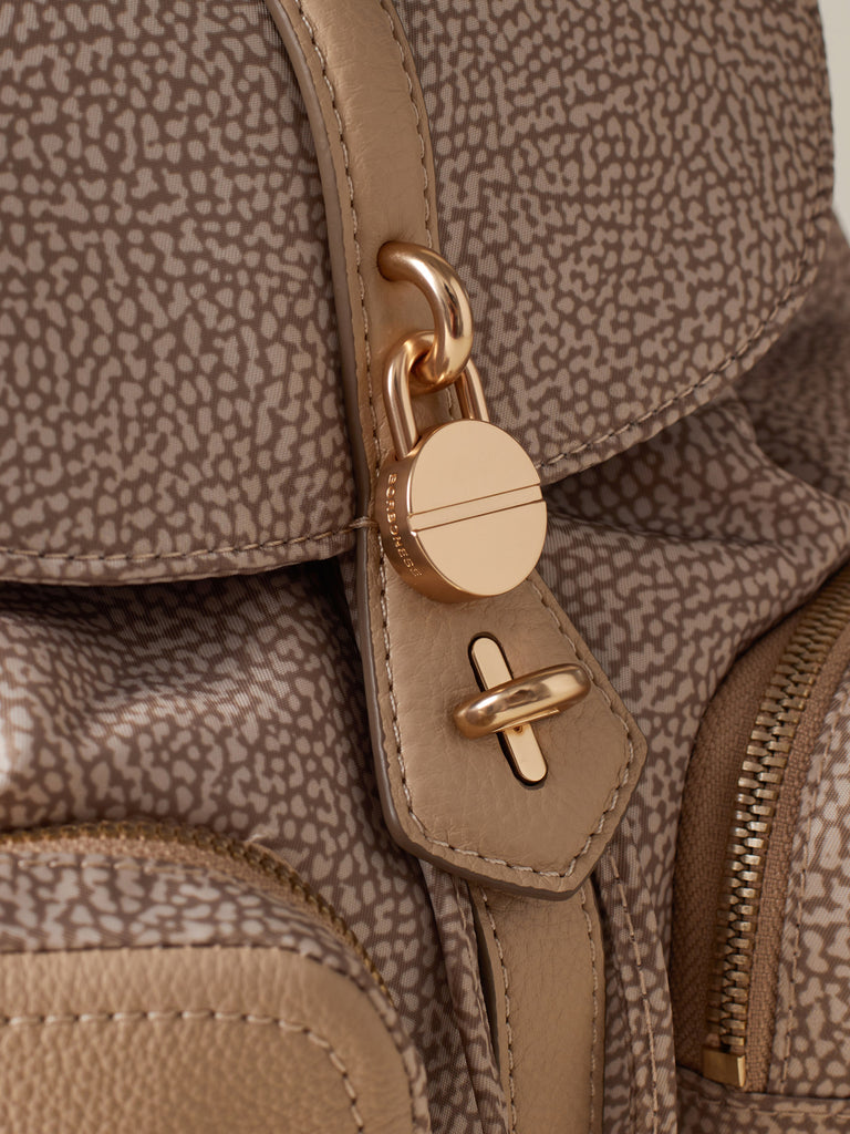 Op Recycled Fabric and Leather Backpack - POCHE BACKPACK MEDIUM - Borbonese