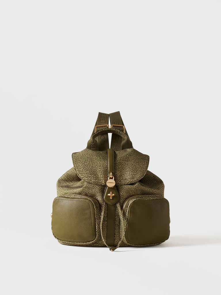 Op Recycled Fabric and Leather Backpack - POCHE BACKPACK MEDIUM - Borbonese