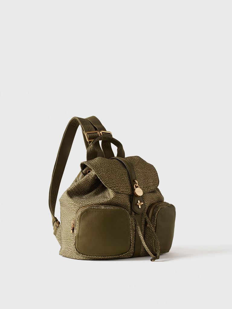 Op Recycled Fabric and Leather Backpack - POCHE BACKPACK MEDIUM - Borbonese