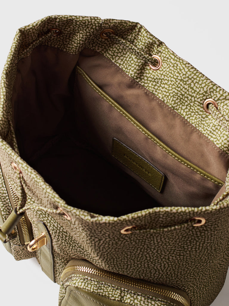 Op Recycled Fabric and Leather Backpack - POCHE BACKPACK MEDIUM - Borbonese