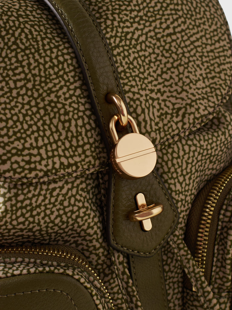 Op Recycled Fabric and Leather Backpack - POCHE BACKPACK MEDIUM - Borbonese