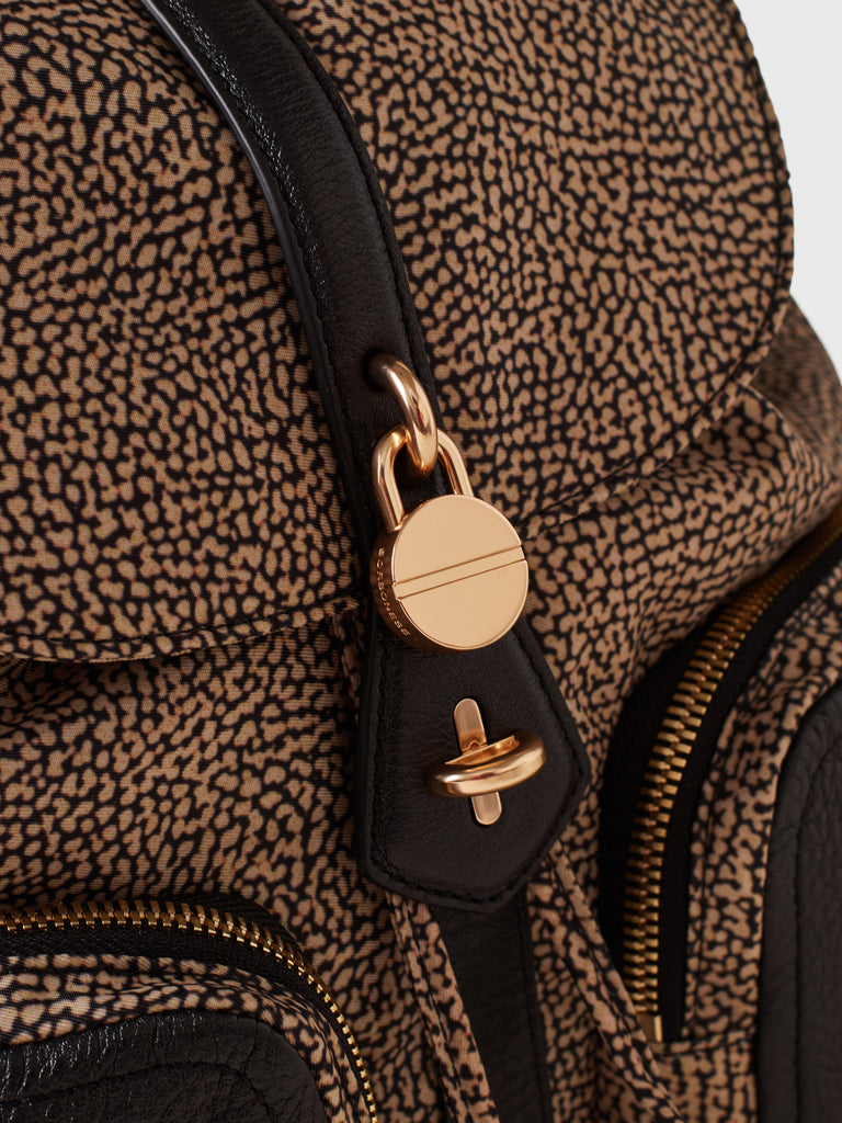 Op Recycled Fabric and Leather Backpack - POCHE BACKPACK MEDIUM - Borbonese