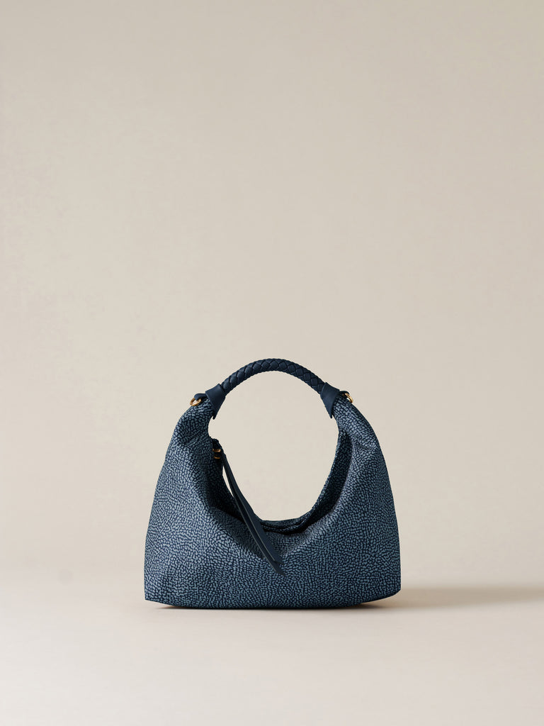 Borsa a mano in Tessuto riciclato Op - PLIE BORSA HOBO SMALL - Borbonese