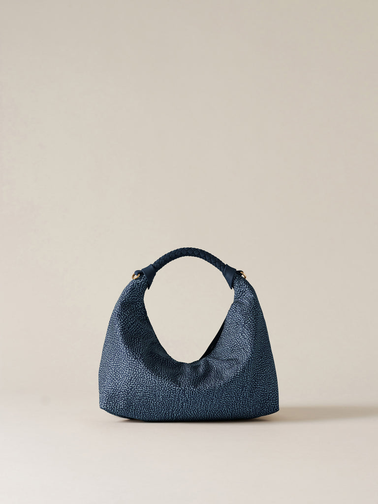 Borsa a mano in Tessuto riciclato Op - PLIE BORSA HOBO SMALL - Borbonese