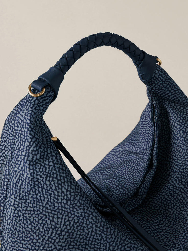 Borsa a mano in Tessuto riciclato Op - PLIE BORSA HOBO SMALL - Borbonese