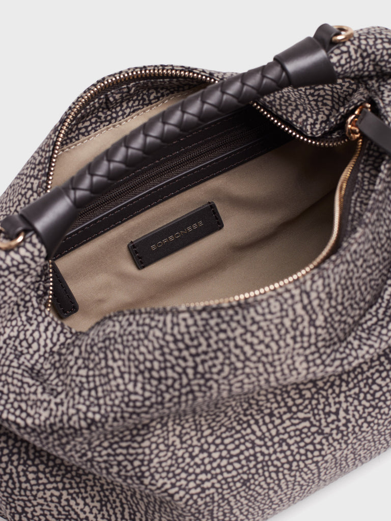 Borsa a mano in tessuto Op - PLIE BORSA HOBO SMALL - Borbonese