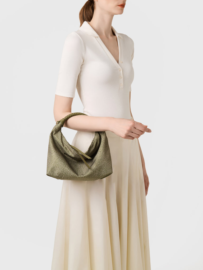 Borsa a mano in Tessuto riciclato Op - PLIE BORSA HOBO SMALL - Borbonese