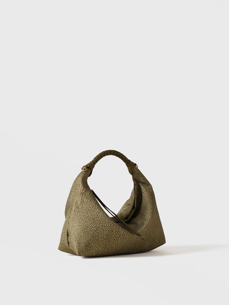 Borsa a mano in Tessuto riciclato Op - PLIE BORSA HOBO SMALL - Borbonese