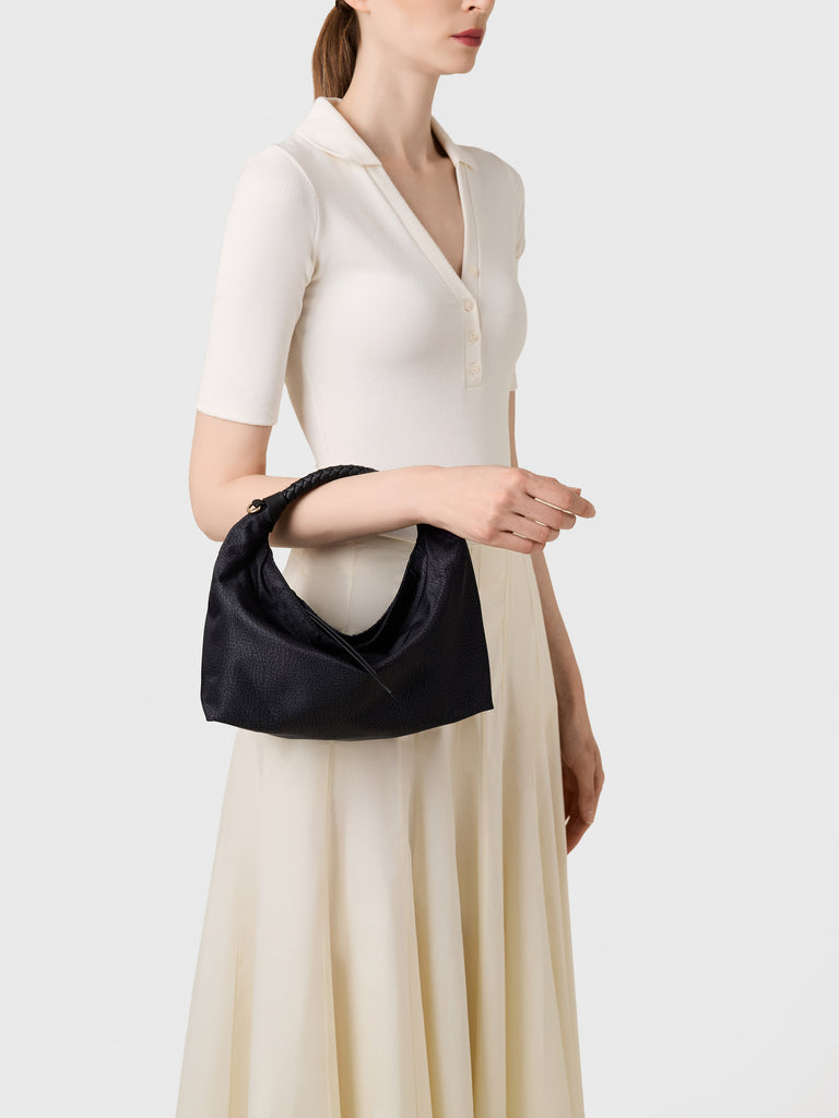 Borsa a mano in Tessuto riciclato Op - PLIE BORSA HOBO SMALL - Borbonese