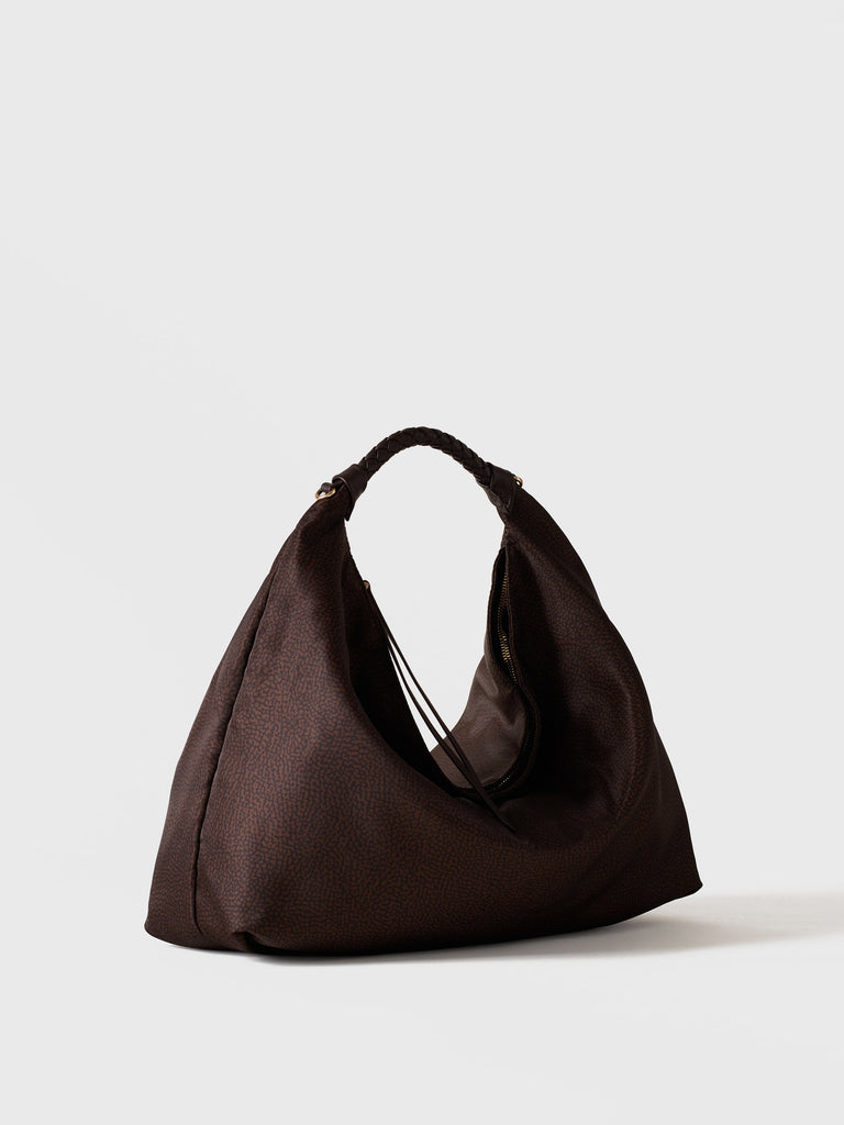 Borsa a mano in tessuto riciclato Op - PLIE BORSA HOBO MEDIUM - Borbonese