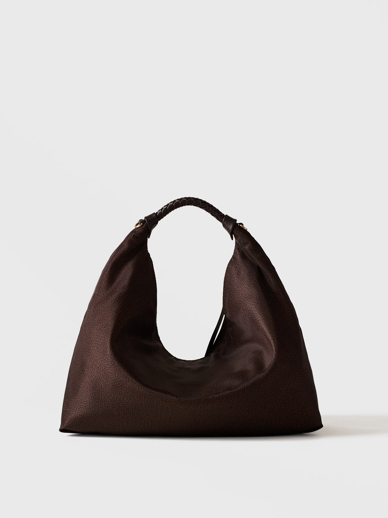 Borsa a mano in tessuto riciclato Op - PLIE BORSA HOBO MEDIUM - Borbonese