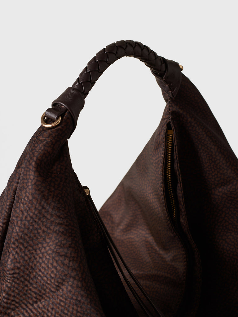Borsa a mano in tessuto riciclato Op - PLIE BORSA HOBO MEDIUM - Borbonese