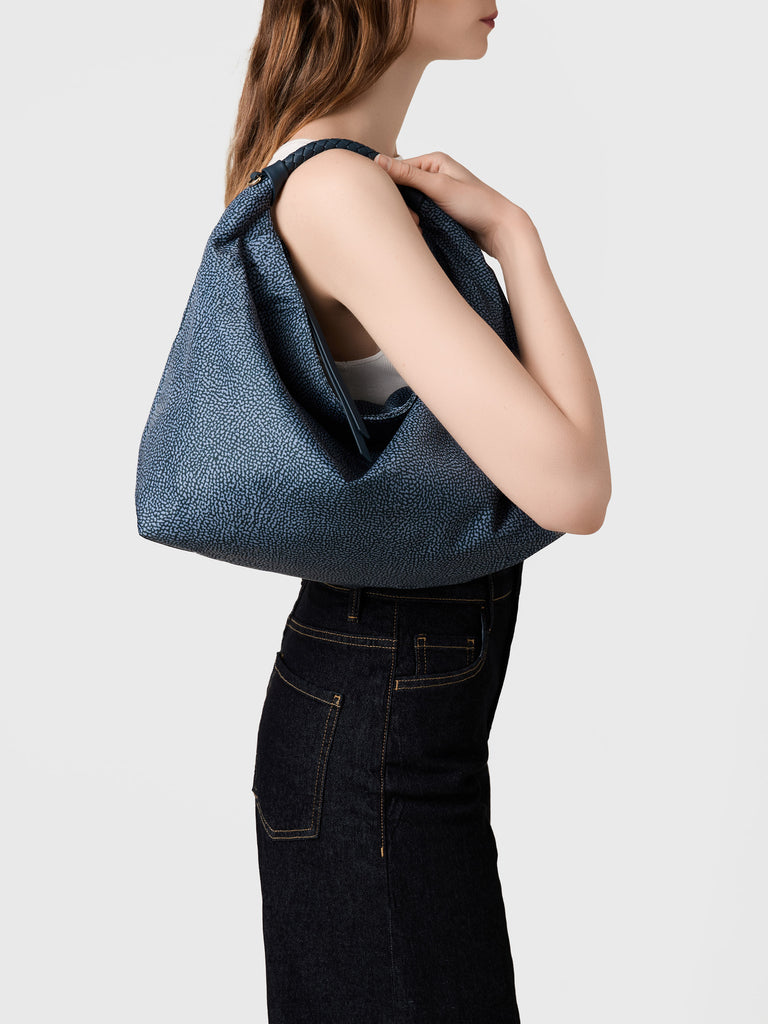 Op Recycled Fabric Handbag - PLIE HOBO BAG MEDIUM - Borbonese