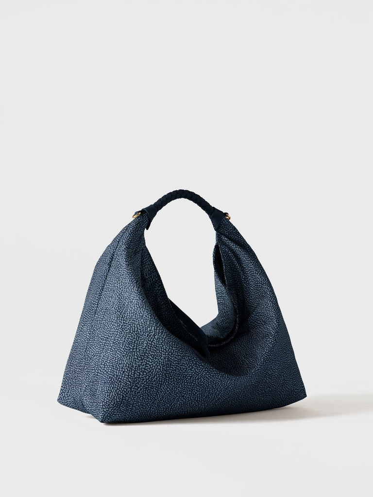 Op Recycled Fabric Handbag - PLIE HOBO BAG MEDIUM - Borbonese