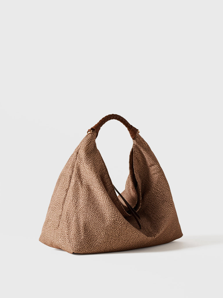 Borsa a mano in Tessuto riciclato Op - PLIE BORSA HOBO MEDIUM - Borbonese