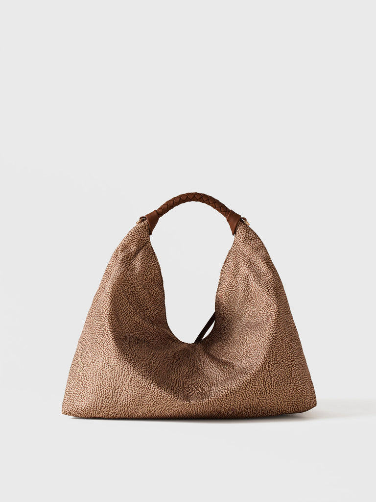 Borsa a mano in Tessuto riciclato Op - PLIE BORSA HOBO MEDIUM - Borbonese