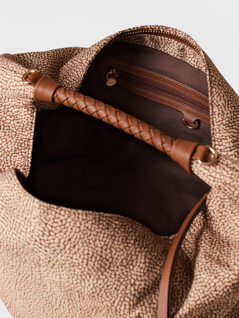 Borsa a mano in Tessuto riciclato Op - PLIE BORSA HOBO MEDIUM - Borbonese