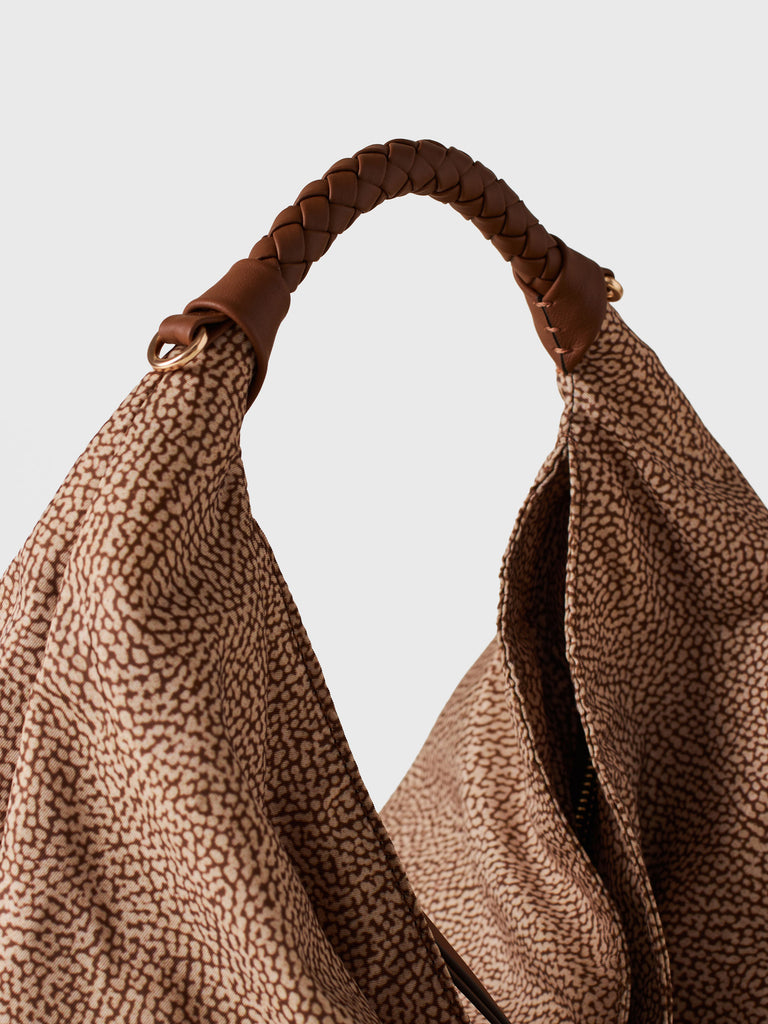 Borsa a mano in Tessuto riciclato Op - PLIE BORSA HOBO MEDIUM - Borbonese
