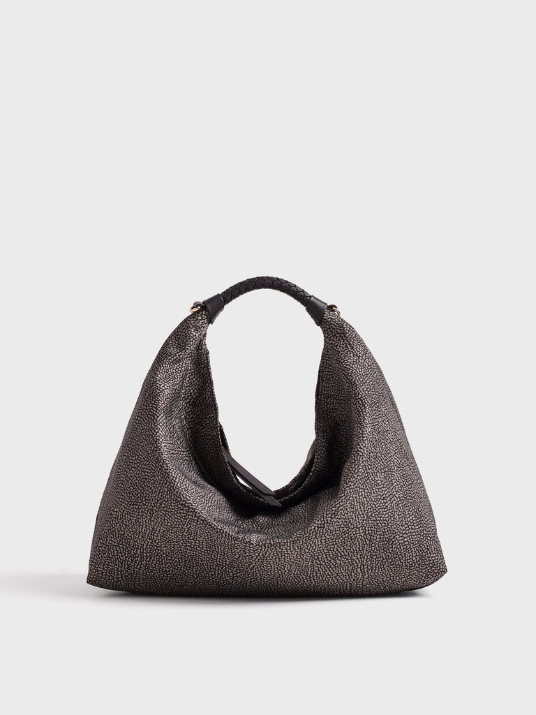 Borsa a mano in tessuto Op - PLIE BORSA HOBO MEDIUM - Borbonese