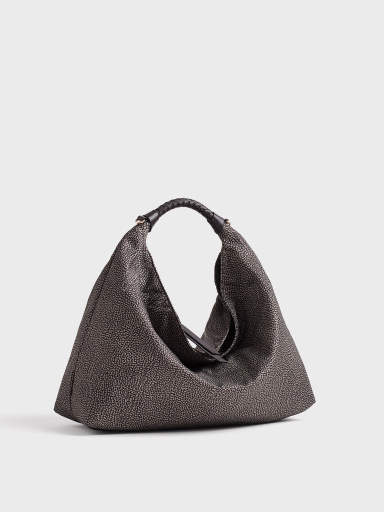 Borsa a mano in tessuto Op - PLIE BORSA HOBO MEDIUM - Borbonese