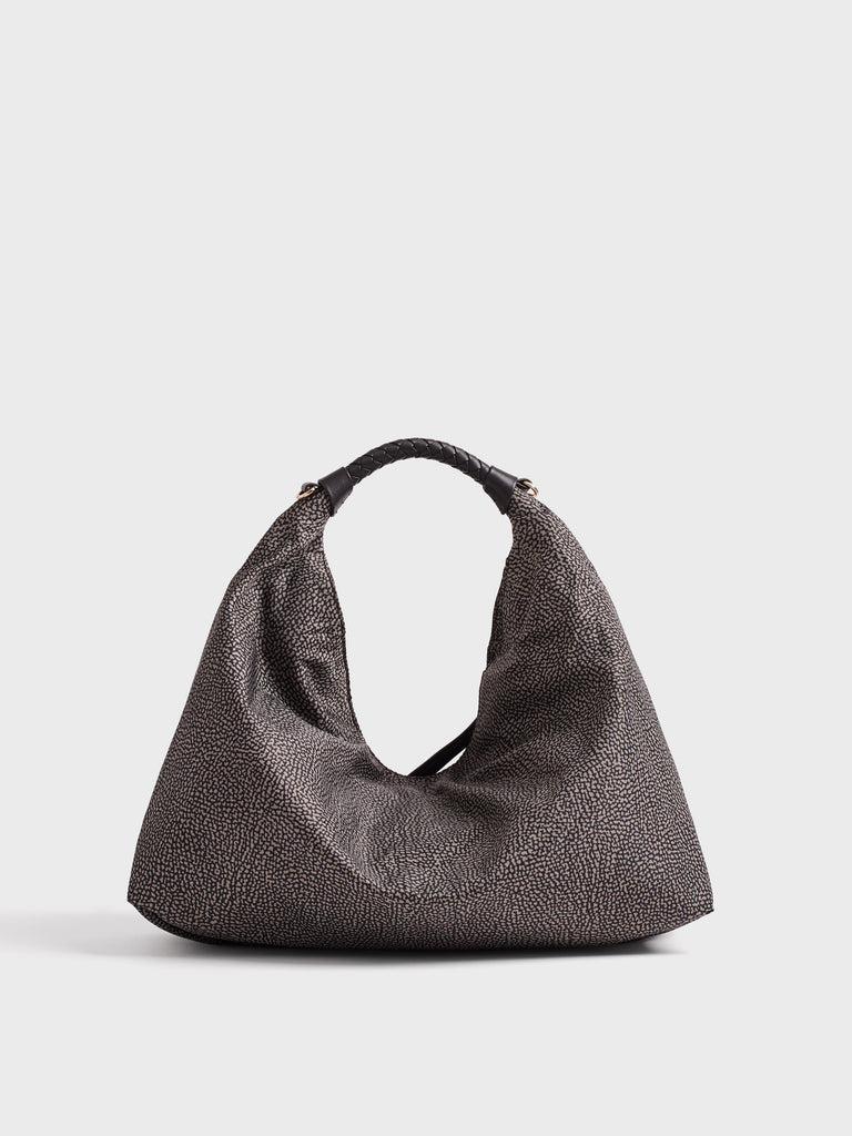 Borsa a mano in tessuto Op - PLIE BORSA HOBO MEDIUM - Borbonese