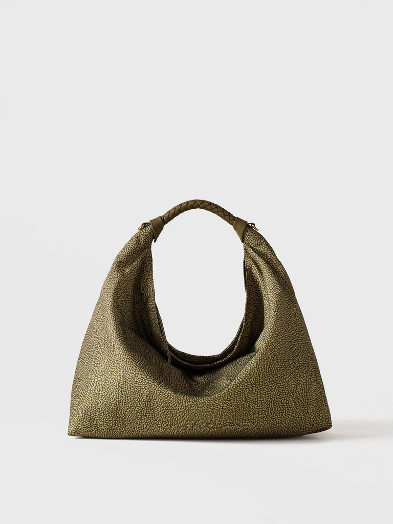 Op Recycled Fabric Handbag - PLIE HOBO BAG MEDIUM - Borbonese