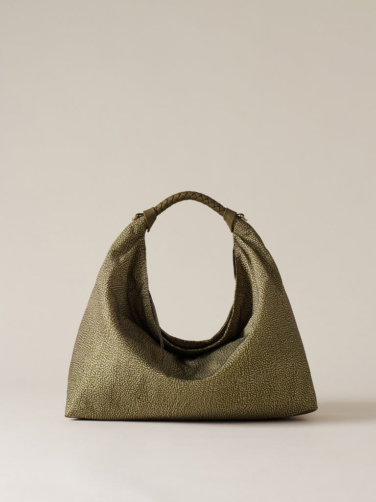 Borsa a mano in Tessuto riciclato Op - PLIE BORSA HOBO MEDIUM - Borbonese