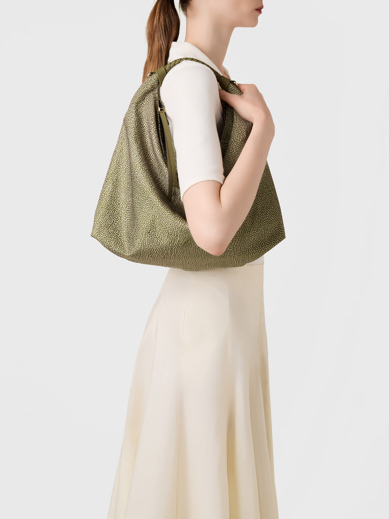 Op Recycled Fabric Handbag - PLIE HOBO BAG MEDIUM - Borbonese