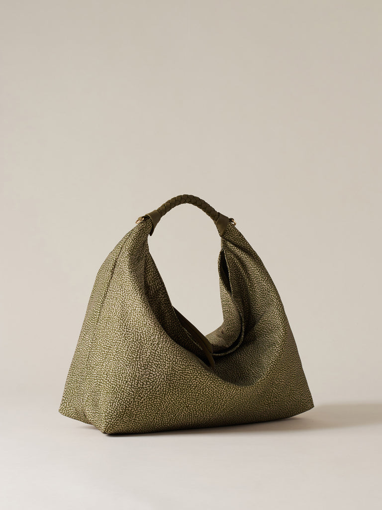 Borsa a mano in Tessuto riciclato Op - PLIE BORSA HOBO MEDIUM - Borbonese