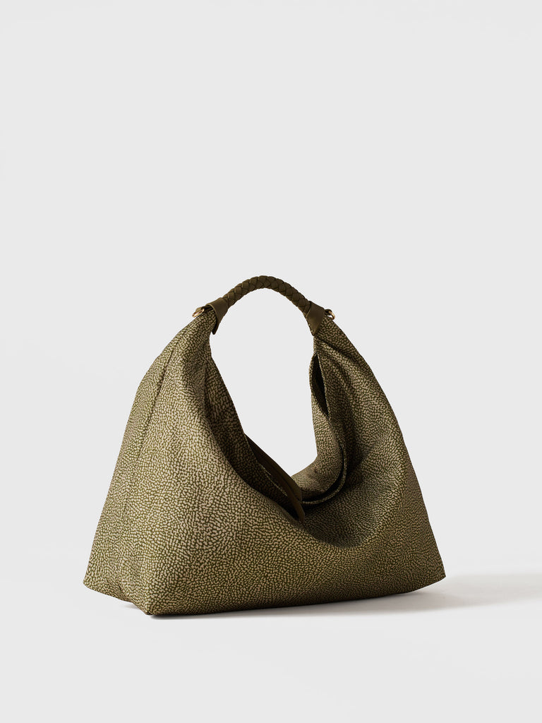 Op Recycled Fabric Handbag - PLIE HOBO BAG MEDIUM - Borbonese