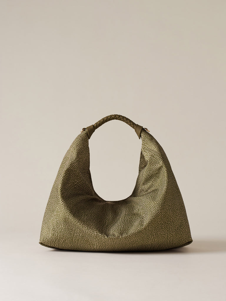 Borsa a mano in Tessuto riciclato Op - PLIE BORSA HOBO MEDIUM - Borbonese